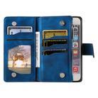 For iPhone 16e Multi-Card Totem Zipper Leather Phone Case(Blue) - 3