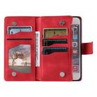 For iPhone 16e Multi-Card Totem Zipper Leather Phone Case(Red) - 3