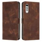 For LG Velvet / G9 Dream Triangle Leather Phone Case with Lanyard(Brown) - 1