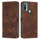 For Motorola Moto E20 / E30 / E40 Dream Triangle Leather Phone Case with Lanyard(Brown) - 1