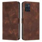 For Motorola Moto E22 / E22i Dream Triangle Leather Phone Case with Lanyard(Brown) - 1