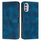 For Motorola Moto E32 Dream Triangle Leather Phone Case with Lanyard(Blue) - 1