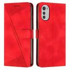 For Motorola Moto E32 Dream Triangle Leather Phone Case with Lanyard(Red) - 1