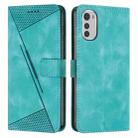 For Motorola Moto E32 Dream Triangle Leather Phone Case with Lanyard(Green) - 1