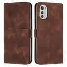 For Motorola Moto E32 Dream Triangle Leather Phone Case with Lanyard(Brown) - 1