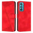 For Motorola Edge 30 Dream Triangle Leather Phone Case with Lanyard(Red) - 1