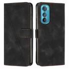 For Motorola Edge 30 Dream Triangle Leather Phone Case with Lanyard(Black) - 1