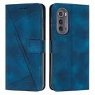 For Motorola Edge 2022 Dream Triangle Leather Phone Case with Lanyard(Blue) - 1