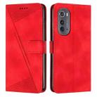 For Motorola Edge 2022 Dream Triangle Leather Phone Case with Lanyard(Red) - 1