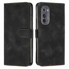 For Motorola Edge 2022 Dream Triangle Leather Phone Case with Lanyard(Black) - 1