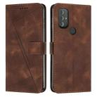 For Motorola Moto G Play 2023 / G Power 2022 Dream Triangle Leather Phone Case with Lanyard(Brown) - 1