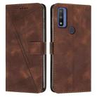For Motorola G Pure Dream Triangle Leather Phone Case with Lanyard(Brown) - 1