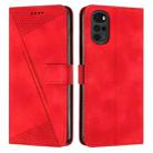 For Motorola Moto G22 Dream Triangle Leather Phone Case with Lanyard(Red) - 1