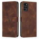 For Motorola Moto G22 Dream Triangle Leather Phone Case with Lanyard(Brown) - 1