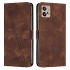 For Motorola Moto G32 Dream Triangle Leather Phone Case with Lanyard(Brown) - 1