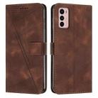 For Motorola Moto G42 Dream Triangle Leather Phone Case with Lanyard(Brown) - 1