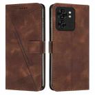 For Motorola Edge 40 Dream Triangle Leather Phone Case with Lanyard(Brown) - 1