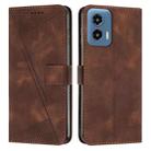 For Motorola Moto G Play 5G 2024/Moto G 5G 2024 Dream Triangle Leather Phone Case with Lanyard(Brown) - 1
