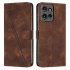 For Motorola Edge 50 Dream Triangle Leather Phone Case with Lanyard(Brown) - 1