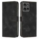 For Motorola Edge 50 Dream Triangle Leather Phone Case with Lanyard(Black) - 1