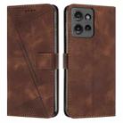 For Motorola Moto G 5G 2025 Dream Triangle Leather Phone Case with Lanyard(Brown) - 1