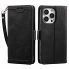 For iPhone 15 Pro Max Retro Splicing Horizontal Flip Leather Phone Case(Black) - 1