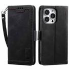 For iPhone 15 Pro Retro Splicing Horizontal Flip Leather Phone Case(Black) - 1