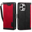 For iPhone 15 Pro Retro Splicing Horizontal Flip Leather Phone Case(Red) - 1