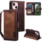 For iPhone 15 Retro Splicing Horizontal Flip Leather Phone Case(Brown) - 1