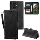 For iPhone 16 Plus Retro Splicing Horizontal Flip Leather Phone Case(Black) - 1