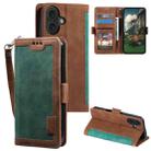 For iPhone 16 Plus Retro Splicing Horizontal Flip Leather Phone Case(Green) - 1