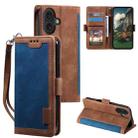 For iPhone 16 Plus Retro Splicing Horizontal Flip Leather Phone Case(Blue) - 1