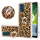 For Motorola Moto E13 Electroplating Dual-side IMD Phone Case with Ring Holder(Leopard Print) - 1