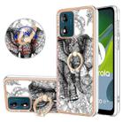 For Motorola Moto E13 Electroplating Dual-side IMD Phone Case with Ring Holder(Totem Elephant) - 1