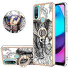 For Motorola Moto E20 / E30 / E40 Electroplating Dual-side IMD Phone Case with Ring Holder(Totem Elephant) - 1