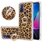 For Motorola Moto G Play 2023 Electroplating Dual-side IMD Phone Case with Ring Holder(Leopard Print) - 1