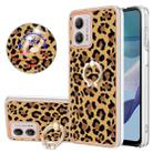 For Motorola Moto G53 / G23 / G13 Electroplating Dual-side IMD Phone Case with Ring Holder(Leopard Print) - 1