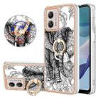 For Motorola Moto G53 / G23 / G13 Electroplating Dual-side IMD Phone Case with Ring Holder(Totem Elephant) - 1