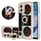 For Motorola Moto G53 / G23 / G13 Electroplating Dual-side IMD Phone Case with Ring Holder(Retro Radio) - 1