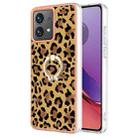 For Motorola Moto G84 Electroplating Dual-side IMD Phone Case with Ring Holder(Leopard Print) - 1