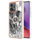 For Motorola Moto G84 Electroplating Dual-side IMD Phone Case with Ring Holder(Totem Elephant) - 1