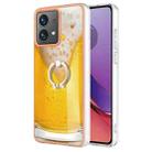 For Motorola Moto G84 Electroplating Dual-side IMD Phone Case with Ring Holder(Draft Beer) - 1