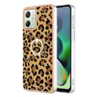 For Motorola Moto G54 Electroplating Dual-side IMD Phone Case with Ring Holder(Leopard Print) - 1