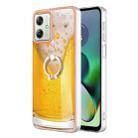 For Motorola Moto G54 Electroplating Dual-side IMD Phone Case with Ring Holder(Draft Beer) - 1