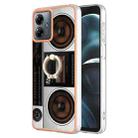 For Motorola Moto G14 Electroplating Dual-side IMD Phone Case with Ring Holder(Retro Radio) - 1