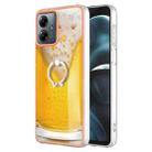 For Motorola Moto G14 Electroplating Dual-side IMD Phone Case with Ring Holder(Draft Beer) - 1