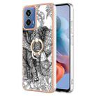 For Motorola Moto G34 Electroplating Dual-side IMD Phone Case with Ring Holder(Totem Elephant) - 1