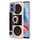 For Motorola Moto G34 Electroplating Dual-side IMD Phone Case with Ring Holder(Retro Radio) - 1