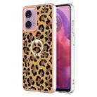 For Motorola Moto G04 4G / G24 4G Electroplating Dual-side IMD Phone Case with Ring Holder(Leopard Print) - 1