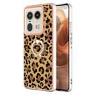 For Motorola Edge 50 Ultra Electroplating Dual-side IMD Phone Case with Ring Holder(Leopard Print) - 1